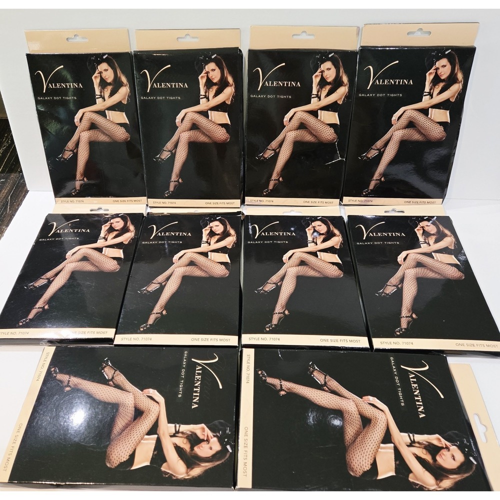 Valentina Sexy Mesh Stocking Net Galaxy Dot Tights Black 10 Packs #71074 New
